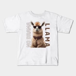 No Drama Llama Cool Alpaca Wear Sunglasses Kids T-Shirt